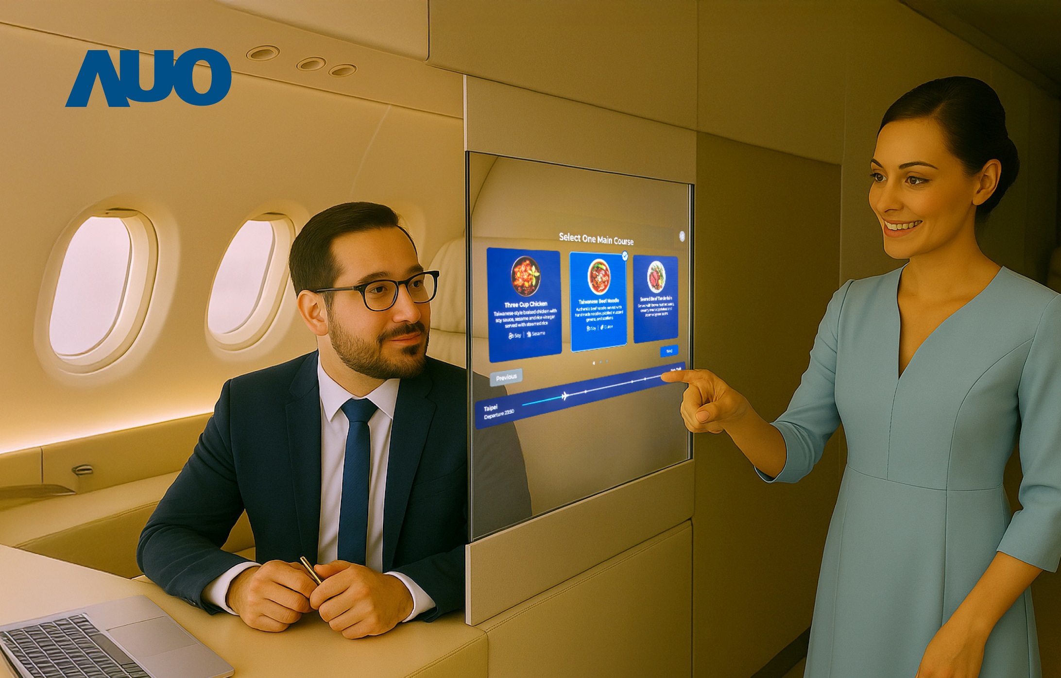 米兰·(milan)研发全球最薄17.3 吋双面透明 Micro LED 显示器，可在同一屏幕之双边投射不同信息，创造独特的&rdquo;透明化&rdquo;互动；图为实时翻译交流应用情境