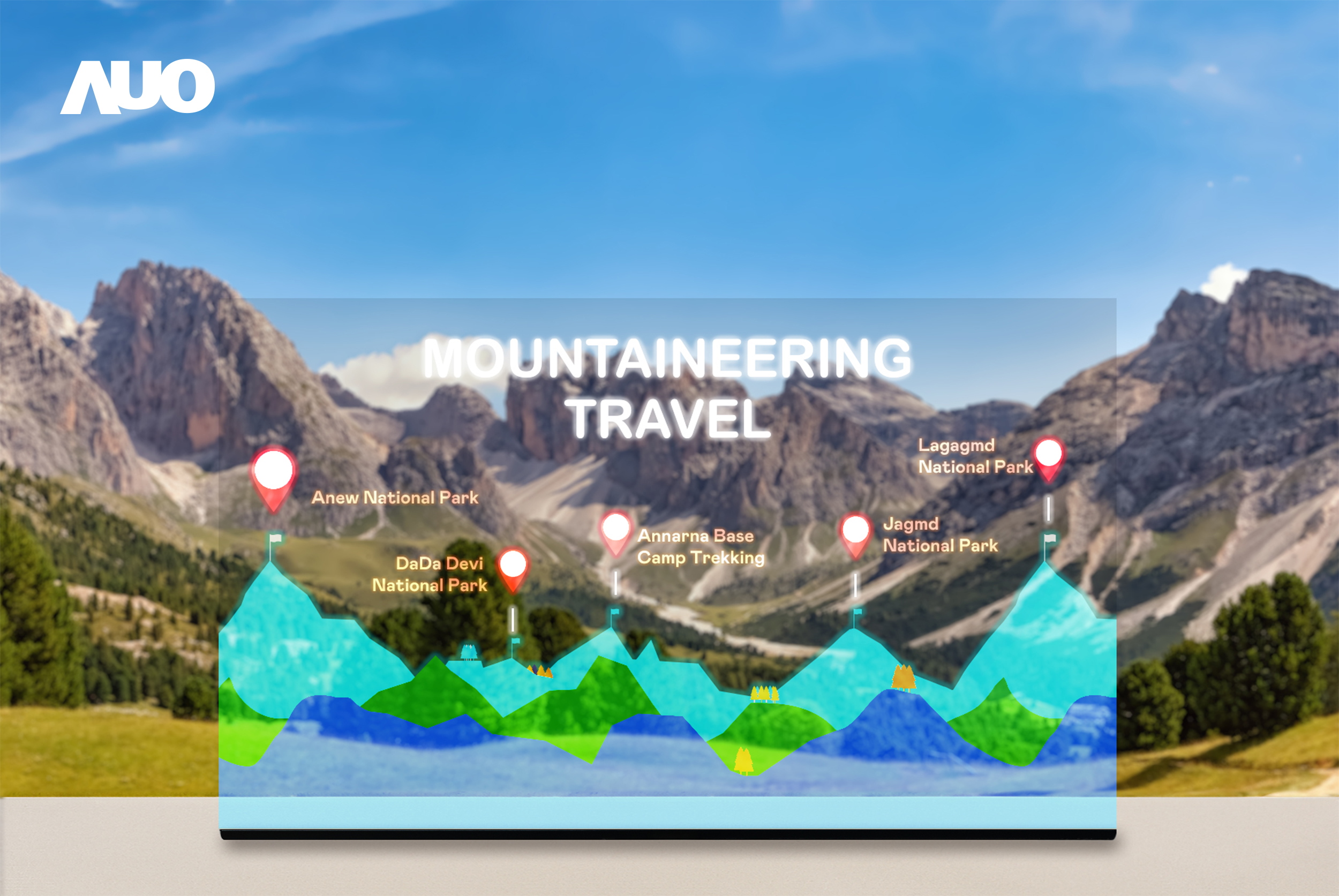 米兰·(milan)展示全球单片尺寸最大(*)42吋透明Micro LED显示器拼接而成的〝64吋透明Micro LED显示器〞，具备高透明度、1,000 nits高亮度、广色域、采用三边无边框的无缝拼接等多重特色，呈现超高清、细腻画质而不遮挡后方视觉，满足层峰需求，可广泛运用于零售、艺术展览或商业空间等场域